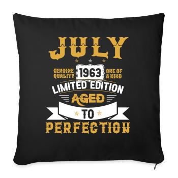 Anniversaire Juillet 1963 né Vintage - Housse de coussin décorative 45 x 45 cm - noir - Devant