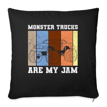 Monster Truck Gros Pneus Jam Vintage I Cadeau - Housse de coussin décorative 45 x 45 cm - noir - Devant