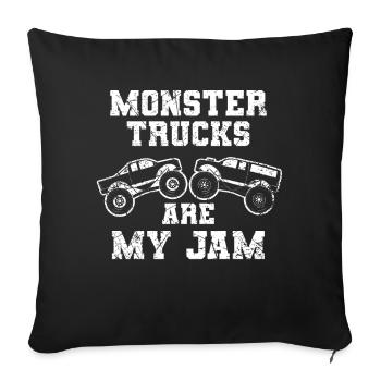 Monster Truck Gros Pneus Jam Vintage I Cadeau - Housse de coussin décorative 45 x 45 cm - noir - Devant