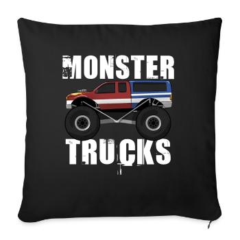 Monster Truck Big Tire Enfant Amour I Cadeau - Housse de coussin décorative 45 x 45 cm - noir - Devant