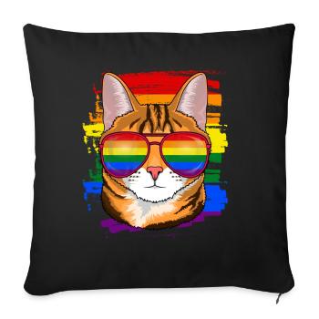 Cadeau LGBTQ pour chat - Housse de coussin décorative 45 x 45 cm - noir - Devant