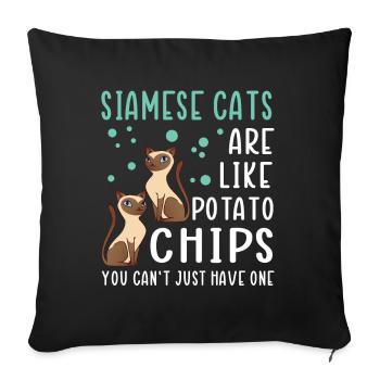 Siamese Cat Cats Cat Owner - Sofa pillowcase 17,3'' x 17,3'' (45 x 45 cm) - black - Front