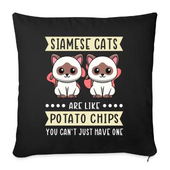 Siamese Cat Cat Owner Cat Lover - Sofa pillowcase 17,3'' x 17,3'' (45 x 45 cm) - black - Front