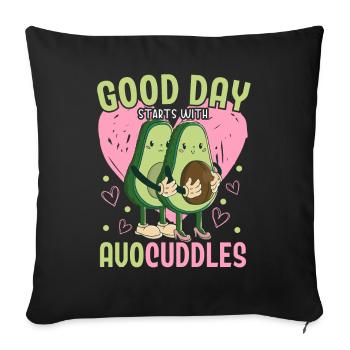 A good day starts with Avocuddles Avocado Guac - Sofa pillowcase 17,3'' x 17,3'' (45 x 45 cm) - black - Front