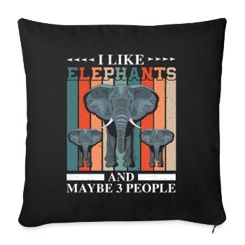 J’aime les éléphants et peut-être 3 personnes gardien de zoo - Housse de coussin décorative 45 x 45 cm - noir - Devant
