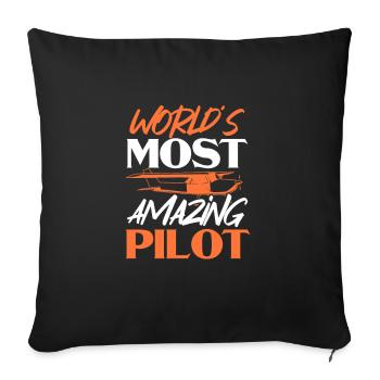 Pilot Airplane Flying Flyer Gift - Sofa pillowcase 17,3'' x 17,3'' (45 x 45 cm) - black - Front