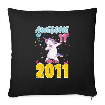 11th Birthday Unicorn - Sofa pillowcase 17,3'' x 17,3'' (45 x 45 cm) - black - Front