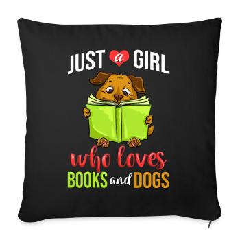 Book Dog Reading Bookworm Librarian Reader - Sofa pillowcase 17,3'' x 17,3'' (45 x 45 cm) - black - Front