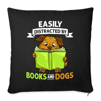 Book Dog Reading Bookworm Librarian Reader - Sofa pillowcase 17,3'' x 17,3'' (45 x 45 cm) - black - Front