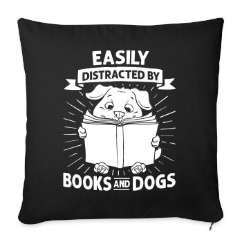 Book Dog Reading Bookworm Librarian Reader - Sofa pillowcase 17,3'' x 17,3'' (45 x 45 cm) - black - Front