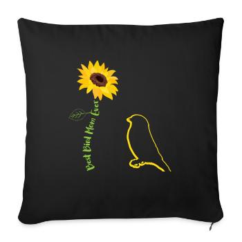 Meilleure maman d’oiseau de tous les temps - Housse de coussin décorative 45 x 45 cm - noir - Devant