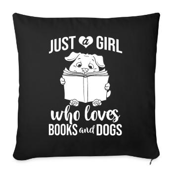 Book Dog Reading Bookworm Librarian Reader - Sofa pillowcase 17,3'' x 17,3'' (45 x 45 cm) - black - Front