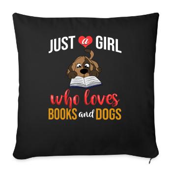 Book Dog Reading Bookworm Librarian Reader - Sofa pillowcase 17,3'' x 17,3'' (45 x 45 cm) - black - Front