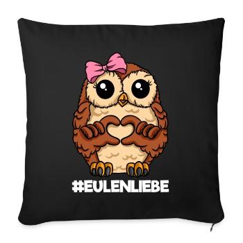 Eulenliebe Eule Liebe Eulenmama Herz - Sofakissenbezug 45 x 45 cm - Schwarz - Vorne