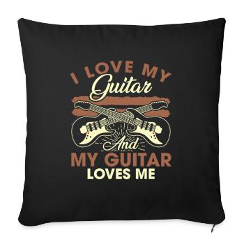 I Love My Guitar And My Guitar Loves Me - Sofa pillowcase 17,3'' x 17,3'' (45 x 45 cm) - black - Front