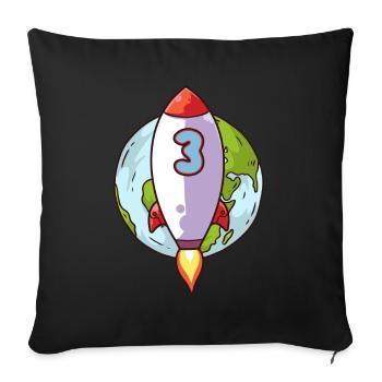 3. Geburtstag Rocket Space 3 Jahre Space Galaxy - Sofakissenbezug 45 x 45 cm - Schwarz - Vorne