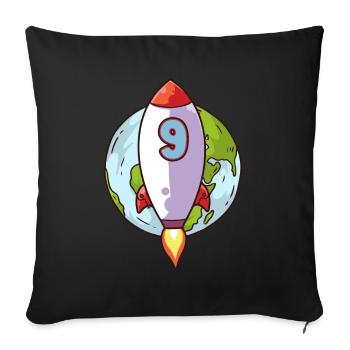 9. Geburtstag Rocket Space 9 Jahre Space Galaxy - Sofakissenbezug 45 x 45 cm - Schwarz - Vorne