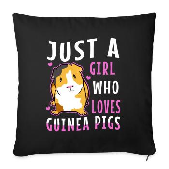 Juste une fille qui aime les cochons d’Inde - Housse de coussin décorative 45 x 45 cm - noir - Devant
