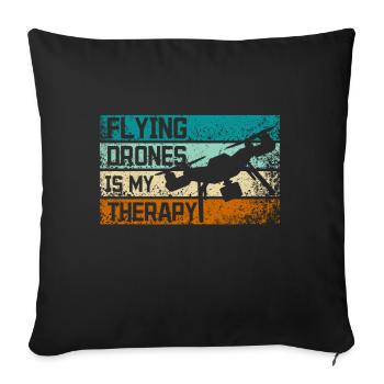 Voler des drones est ma thérapie - Housse de coussin décorative 45 x 45 cm - noir - Devant