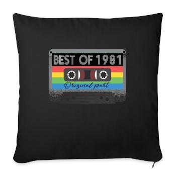 Best Of 1981 Vintage Cassette Retro Anniversaire - Housse de coussin décorative 45 x 45 cm - noir - Devant