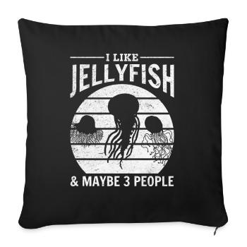 J'aime les méduses et peut-être 3 personnes méduses - Housse de coussin décorative 45 x 45 cm - noir - Devant