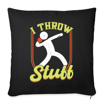 Je lance des choses lancer du disque et lancer du poids athlète - Housse de coussin décorative 45 x 45 cm - noir - Devant