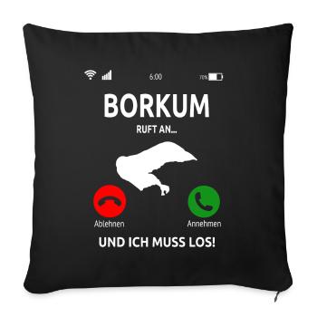Borkum Nordsee Ostfriesische Insel Geschenk - Sofakissenbezug 45 x 45 cm - Schwarz - Vorne