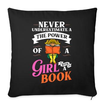 Book Girls Read Women Bookworm Librarian - Sofa pillowcase 17,3'' x 17,3'' (45 x 45 cm) - black - Front