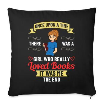 Book Girls Read Women Bookworm Librarian - Sofa pillowcase 17,3'' x 17,3'' (45 x 45 cm) - black - Front