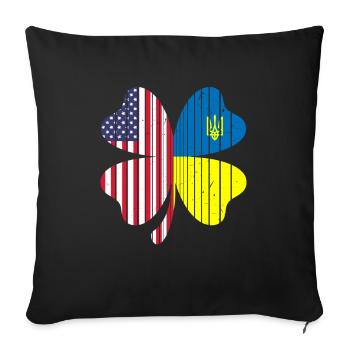 Ukraine Amerika Flagge Kleeblatt - Sofakissenbezug 45 x 45 cm - Schwarz - Vorne