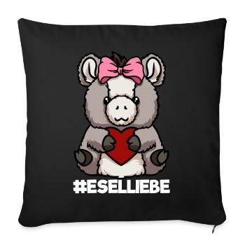 Eselliebe Eselmama Esel Mama Herz - Sofakissenbezug 45 x 45 cm - Schwarz - Vorne