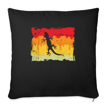 Lézard Rétro - Housse de coussin décorative 45 x 45 cm - noir - Devant