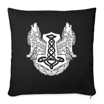 Wolf Odin's Wolves Odhin Viking Hammer - Sofa pillowcase 17,3'' x 17,3'' (45 x 45 cm) - black - Front
