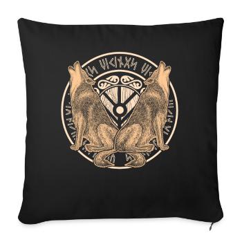 Wolf Odin's Viking Shield Wolves Odhin - Sofa pillowcase 17,3'' x 17,3'' (45 x 45 cm) - black - Front