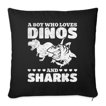 Dinosaurier Great White Shark Ein Junge, der Dinos - Sofakissenbezug 45 x 45 cm - Schwarz - Vorne