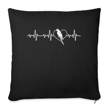 Parrots Bird Lover Heartbeat Heart - Sofa pillowcase 17,3'' x 17,3'' (45 x 45 cm) - black - Front