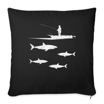 Shark Fisherman Great White Shark Fishing - Sofa pillowcase 17,3'' x 17,3'' (45 x 45 cm) - black - Front