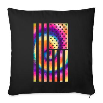 USA Flag 4th July Hippie - Sofa pillowcase 17,3'' x 17,3'' (45 x 45 cm) - black - Front