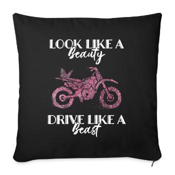 Motard Motocycliste Papillon - Housse de coussin décorative 45 x 45 cm - noir - Devant