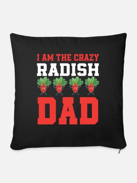 Radieschen Papa - Sofakissenbezug 45 x 45 cm - Schwarz