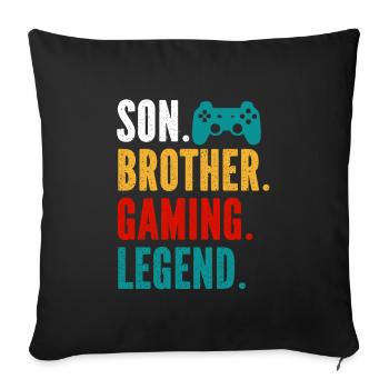 Fils - Frère - Légende du jeu - Housse de coussin décorative 45 x 45 cm - noir - Devant