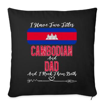 J’ai deux titres Cambodgien et Papa Cambodge - Housse de coussin décorative 45 x 45 cm - noir - Devant