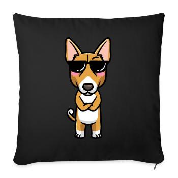 Basenji Dog Emoticon - Sofa pillowcase 17,3'' x 17,3'' (45 x 45 cm) - black - Front