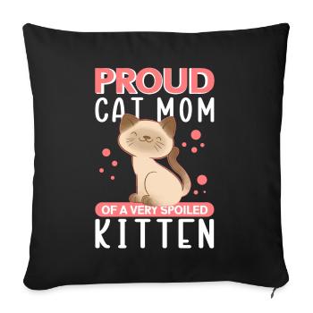 Cat Mom Kitten Cat Owner Cat Gift - Sofa pillowcase 17,3'' x 17,3'' (45 x 45 cm) - black - Front