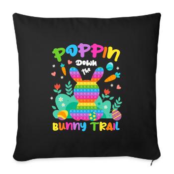 Poppin Down The Rabbit Trail Rabbit with Easter Egg - Sofa pillowcase 17,3'' x 17,3'' (45 x 45 cm) - black - Front