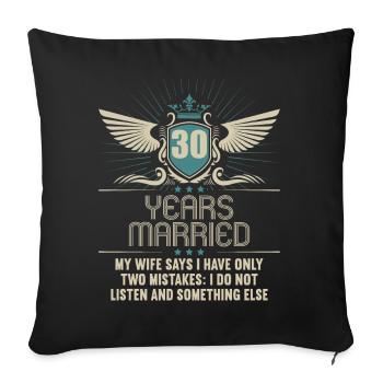 30 ans marié seulement 2 erreurs 30.Anniversaire de mariage - Housse de coussin décorative 45 x 45 cm - noir - Devant