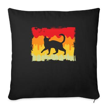 Chat Rétro - Housse de coussin décorative 45 x 45 cm - noir - Devant