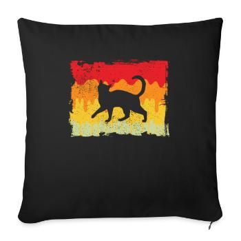Chat Rétro - Housse de coussin décorative 45 x 45 cm - noir - Devant