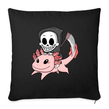 Grim Reaper and Axolotl - Sofa pillowcase 17,3'' x 17,3'' (45 x 45 cm) - black - Front