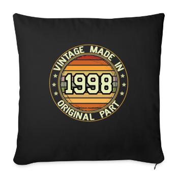 Vintage Made In 1998 Original Part Birthday 1998 - Sofa pillowcase 17,3'' x 17,3'' (45 x 45 cm) - black - Front